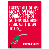 Panic Buying Petrol Birthday Card
